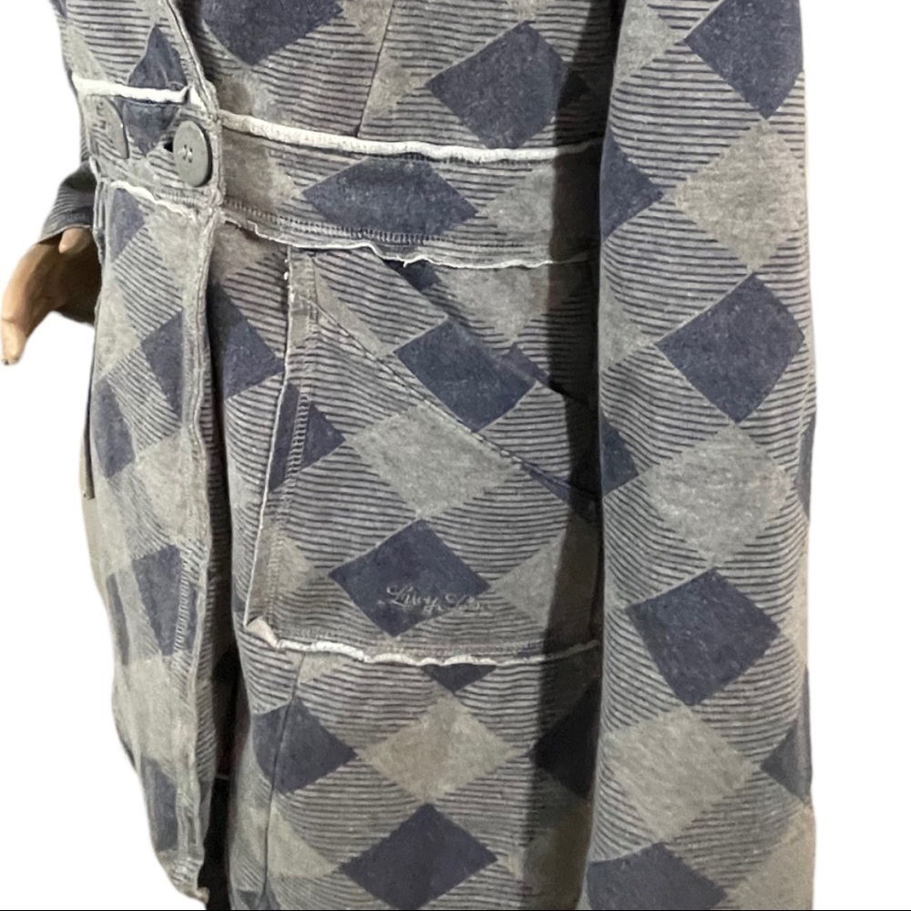 Lucy Love Gray & Blue geometric pattern hooded jacket - Picture 6 of 12